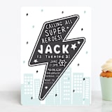 "Calling All Superheroes" - Children's Birthday Party Invitations in Captain by Maggie Maeve - Front