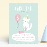 "Party cat" - Children's Birthday Party Invitations in Spearmint by Angela Thompson - Front