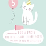 "Party cat" - Children's Birthday Party Invitations in Spearmint by Angela Thompson - Detail