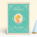 "Princess Tea" - Children's Birthday Party Invitations in Turquoise by Lori Wemple - Front