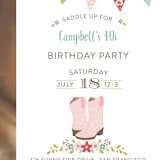 "Saddle Up!" - Children's Birthday Party Invitations in Blush by Susan Moyal - Detail