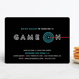 "Laser Target" - Children's Birthday Party Invitations in Electric Blue by Melissa Egan of Pistols - Front