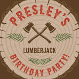 "Timber!" - Children's Birthday Party Stickers in Barn by Paper Sun Studio - In Use