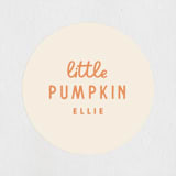 "A Little Pumpkin" - Children's Birthday Party Stickers in Pumpkin by Baumbirdy - In Use