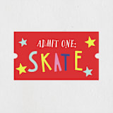 "Skate Date" - Children's Birthday Party Stickers in Ruby by Krista Messer - Front