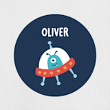 "space age" - Children's Birthday Party Stickers in Midnight by peetie design - In Use