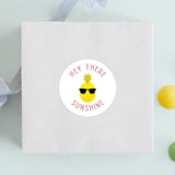 "Flamingo" - Children's Birthday Party Stickers in Lime by Lori Wemple - Front