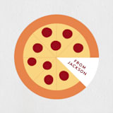 "It's A Pizza Party" - Children's Birthday Party Stickers in Tomato by Katie Zimpel - In Use