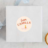 "Merkitty" - Children's Birthday Party Stickers in Melon by Haley Warner - Front