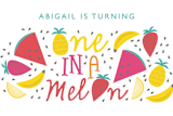 "One In A Melon" - Children's Birthday Party Stickers in Honey Drew by Bethany Anderson - In Use