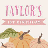 "Autumn Pumpkin" - Children's Birthday Party Stickers in Peach by Karidy Walker - In Use