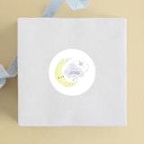 "Over the Moon" - Children's Birthday Party Stickers in Lavender by Itsy Belle Studio - Front