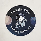 "Mickey and Pluto In Space" - Children's Birthday Party Stickers in Midnight by Becky Nimoy - Front