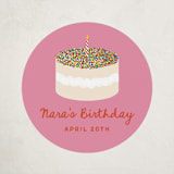 "Dot Cake" - Children's Birthday Party Stickers in Strawberry by Jennifer Lew - Front