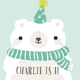 "Polar Party" - Children's Birthday Party Stickers in Aqua Green by Itsy Belle Studio - In Use