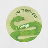 "Slithering Snake" - Children's Birthday Party Stickers in Grass by Jessica Ogden - Front