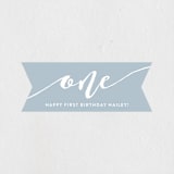 "One is Fun!" - Children's Birthday Party Stickers in Opal by Pine Street Creative - Front