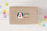 "Little Slugger" - Children's Birthday Party Stickers in Patriotic by One Swell Studio - Front