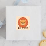 "Wild Lion" - Children's Birthday Party Stickers in Sand by Kacey Kendrick Wagner - Front