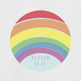 "Rainbow Celebration" - Children's Birthday Party Stickers in Soft Teal by Angela Garrick - Front