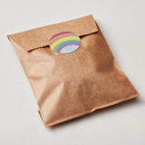 "Rainbow Celebration" - Children's Birthday Party Stickers in Soft Teal by Angela Garrick - In Use
