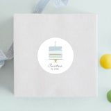 "Brushed Cake" - Children's Birthday Party Stickers in Sky by Oma N. Ramkhelawan - Front