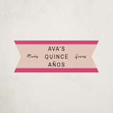 "Ribbon Stripes" - Children's Birthday Party Stickers in Hot Pink by Ani Somi - Front