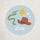 "my friendly rodeo" - Children's Birthday Party Stickers in Sky by peetie design - Front