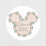 "Disney's Minnie wildflower" - Children's Birthday Party Stickers in Clementine by Susan Zinader - In Use