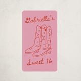 "cowboy club" - Children's Birthday Party Stickers in Cherry by Jennifer Lew - Front