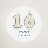 "Retro Sixteen Candles" - Children's Birthday Party Stickers in Azure by Baumbirdy - Front