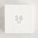 "Retro Sixteen Candles" - Children's Birthday Party Stickers in Azure by Baumbirdy - In Use