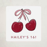 "Cherry Sundae" - Children's Birthday Party Stickers in Meringue by Inkblot Design - Front
