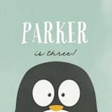 "Penguin Party" - Children's Birthday Party Stickers in Mint by Brianne Larsen - In Use