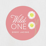 "Daisy Smiles" - Children's Birthday Party Stickers in Petal by Baumbirdy - Front