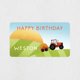 "Down on the Farm" - Children's Birthday Party Stickers in Field by Erin German - Front