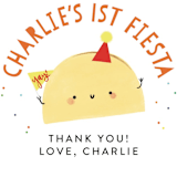 "1st Fiesta" - Children's Birthday Party Stickers in Spicy by Itsy Belle Studio - In Use