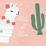 "Llama Piñata" - Children's Birthday Party Stickers in Strawberry by Jennifer Lew - In Use