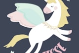 "Magical Pegasus" - Children's Birthday Party Stickers in Azure by peetie design - In Use