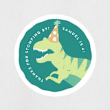 "Stomp and Chomp Dino" - Children's Birthday Party Stickers in Jungle by Joanna Griffin - Front