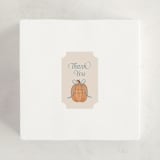 "Pumpkins + Bows" - Children's Birthday Party Stickers in Cornflower by Laura Hankins - In Use
