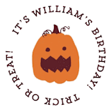 "Eat, Drink, and be Scary" - Children's Birthday Party Stickers in Vanilla Spice by Rebecca Smith - In Use