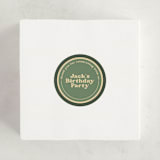 "One Happy Camper" - Children's Birthday Party Stickers in Sage by Creo Study - In Use