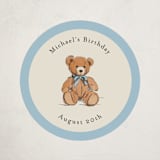 "Antique Teddy Bear" - Children's Birthday Party Stickers in Frost by Becky Nimoy - Front
