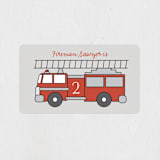 "Fire House Party" - Children's Birthday Party Stickers in Firetruck by Korry Brown - Front
