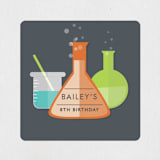 "Mad Scientist" - Children's Birthday Party Stickers in Cobblestone by Bethany Anderson - Front