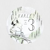 "Winter Train" - Children's Birthday Party Stickers in Cinders by Baumbirdy - Front