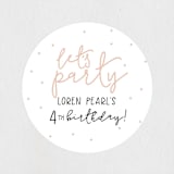 "Let's Party" - Children's Birthday Party Stickers in Peach by Christine Taylor - Front