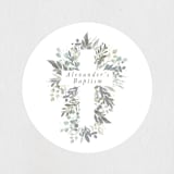 "Foliage Cross" - Children's Birthday Party Stickers in Eucalyptus by Hudson meet Rose - In Use