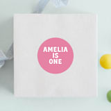 "The Big One" - Children's Birthday Party Stickers in Rose by Baumbirdy - Front